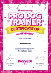absoluteDogs Pro Dog Trainer Certificate